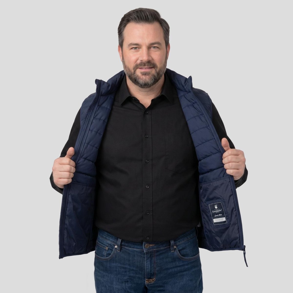 Chaleco capitonado plus size para hombre con bolsas ocultas a los costados Greenlander - Greenlander