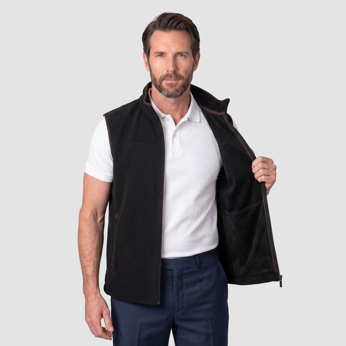 Chaleco fleece para hombre con bolsas a los costados y forro de fur Greenlander - Greenlander