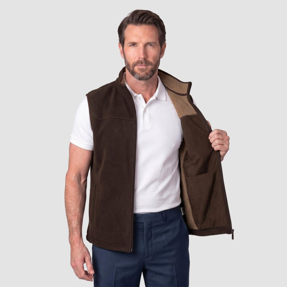 Chaleco fleece para hombre con bolsas a los costados y forro de fur Greenlander - Greenlander