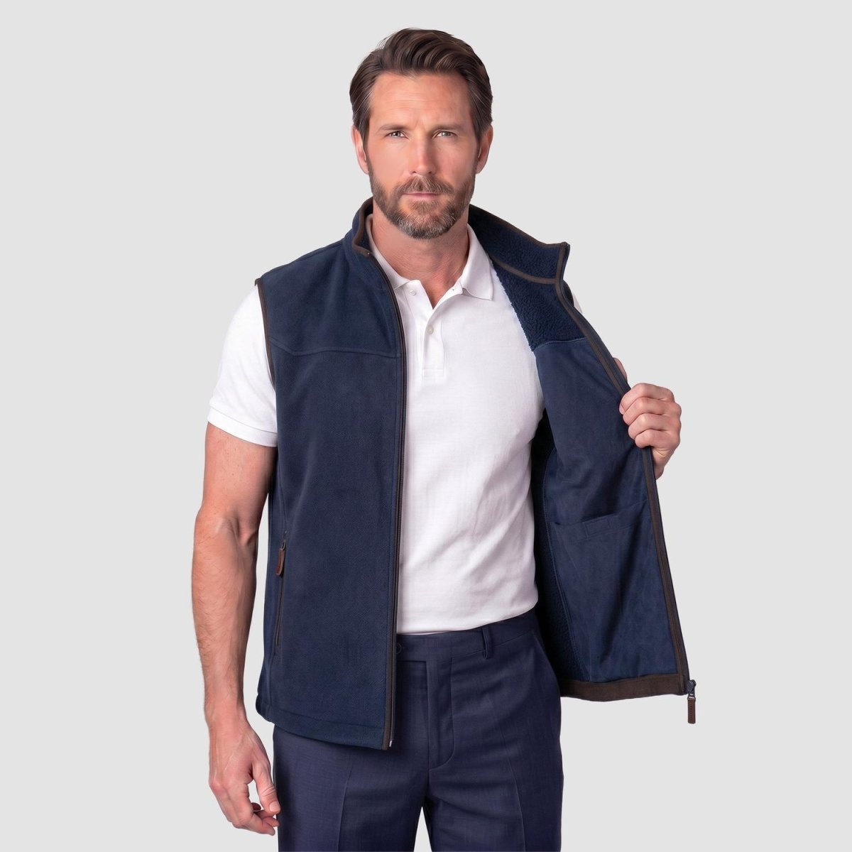 Chaleco fleece para hombre con bolsas a los costados y forro de fur Greenlander - Greenlander