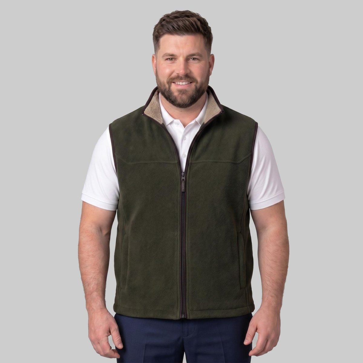 Chaleco fleece plus size para hombre con bolsas al costado y forro de fur Greenlander - Greenlander