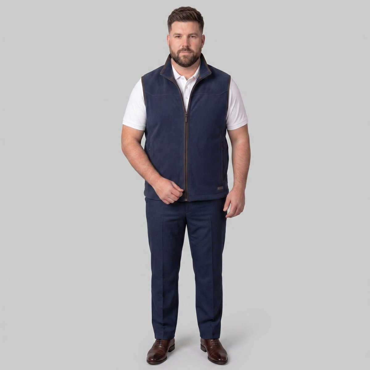Chaleco fleece plus size para hombre con bolsas al costado y forro de fur Greenlander - Greenlander