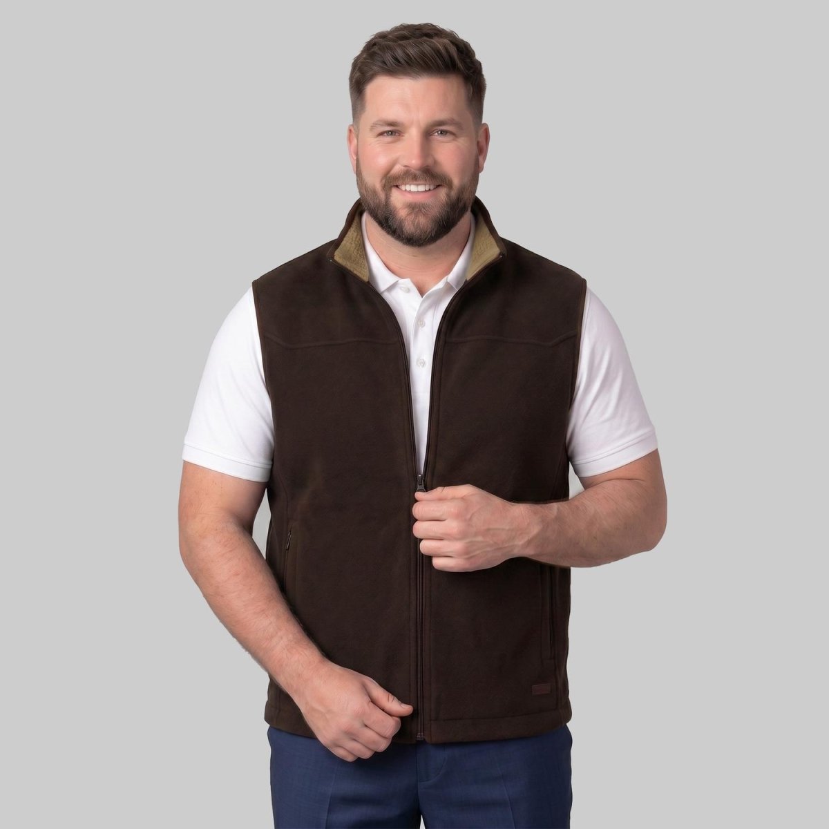 Chaleco fleece plus size para hombre con bolsas al costado y forro de fur Greenlander - Greenlander