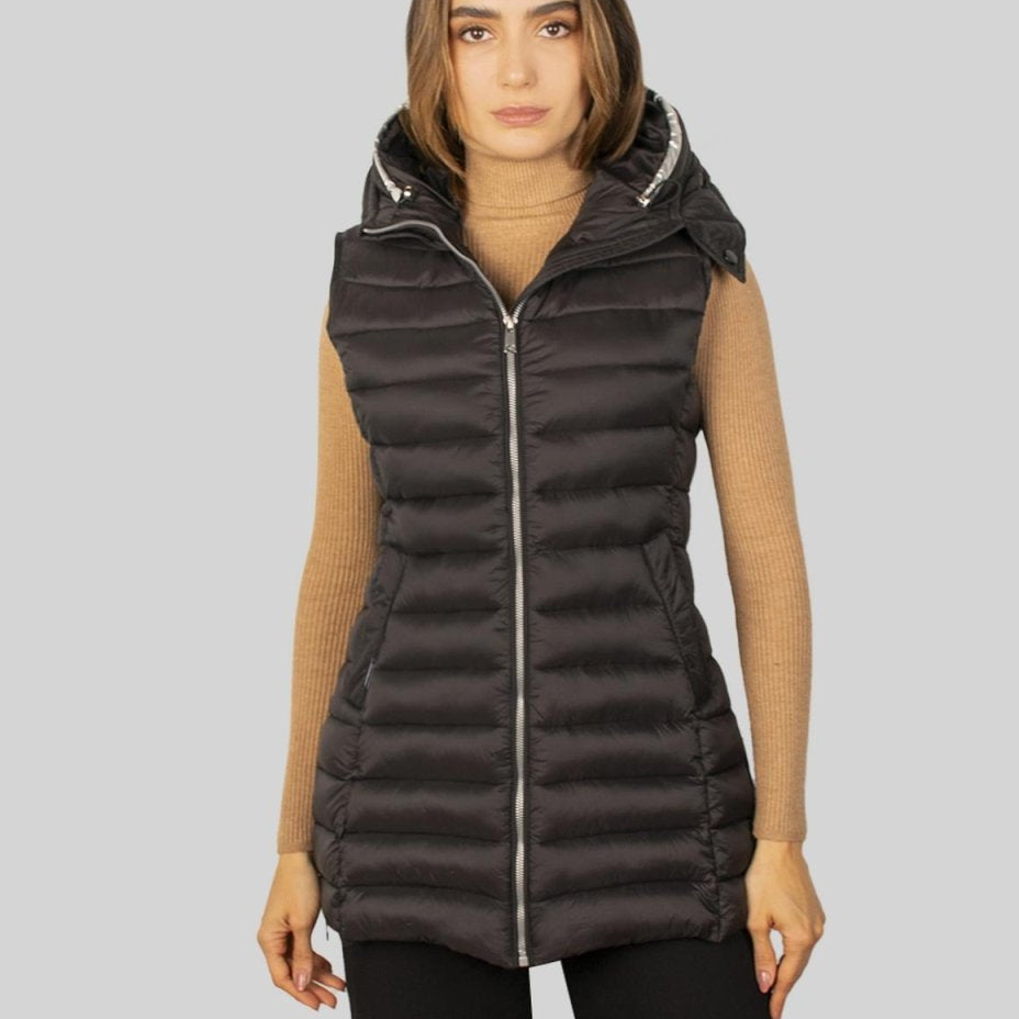 Chaleco largo capitonado para mujer con bolsos al costado Greenlander - Greenlander