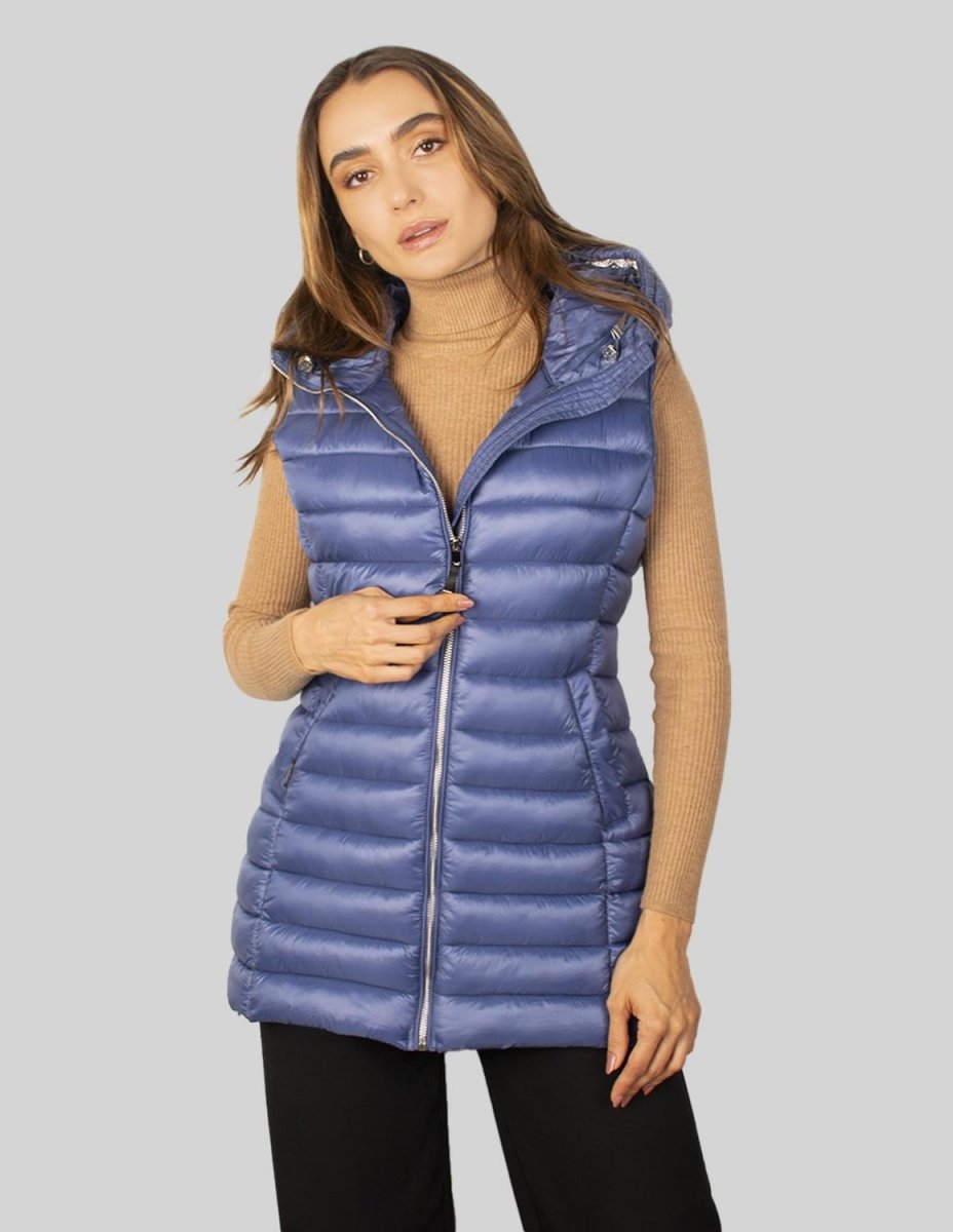 Chaleco largo capitonado para mujer con bolsos al costado Greenlander - Greenlander