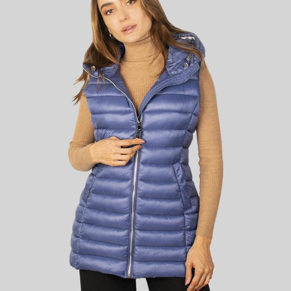 Chaleco largo capitonado para mujer con bolsos al costado Greenlander - Greenlander