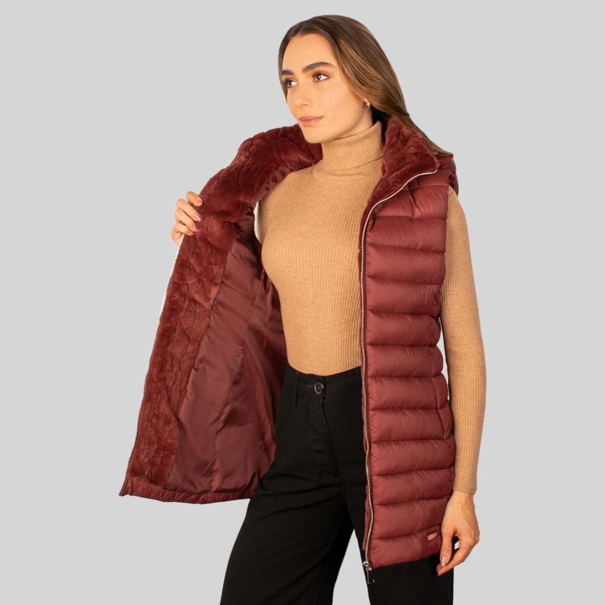 Chaleco largo capitonado para mujer con capucha desmontable Greenlander - Greenlander