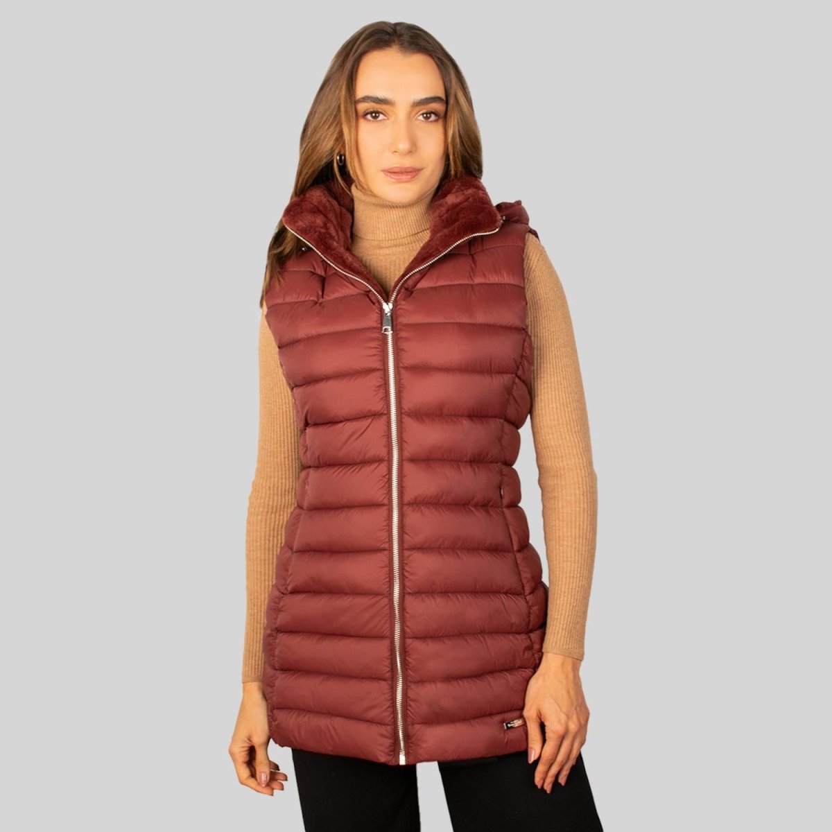 Chaleco largo capitonado para mujer con capucha desmontable Greenlander - Greenlander