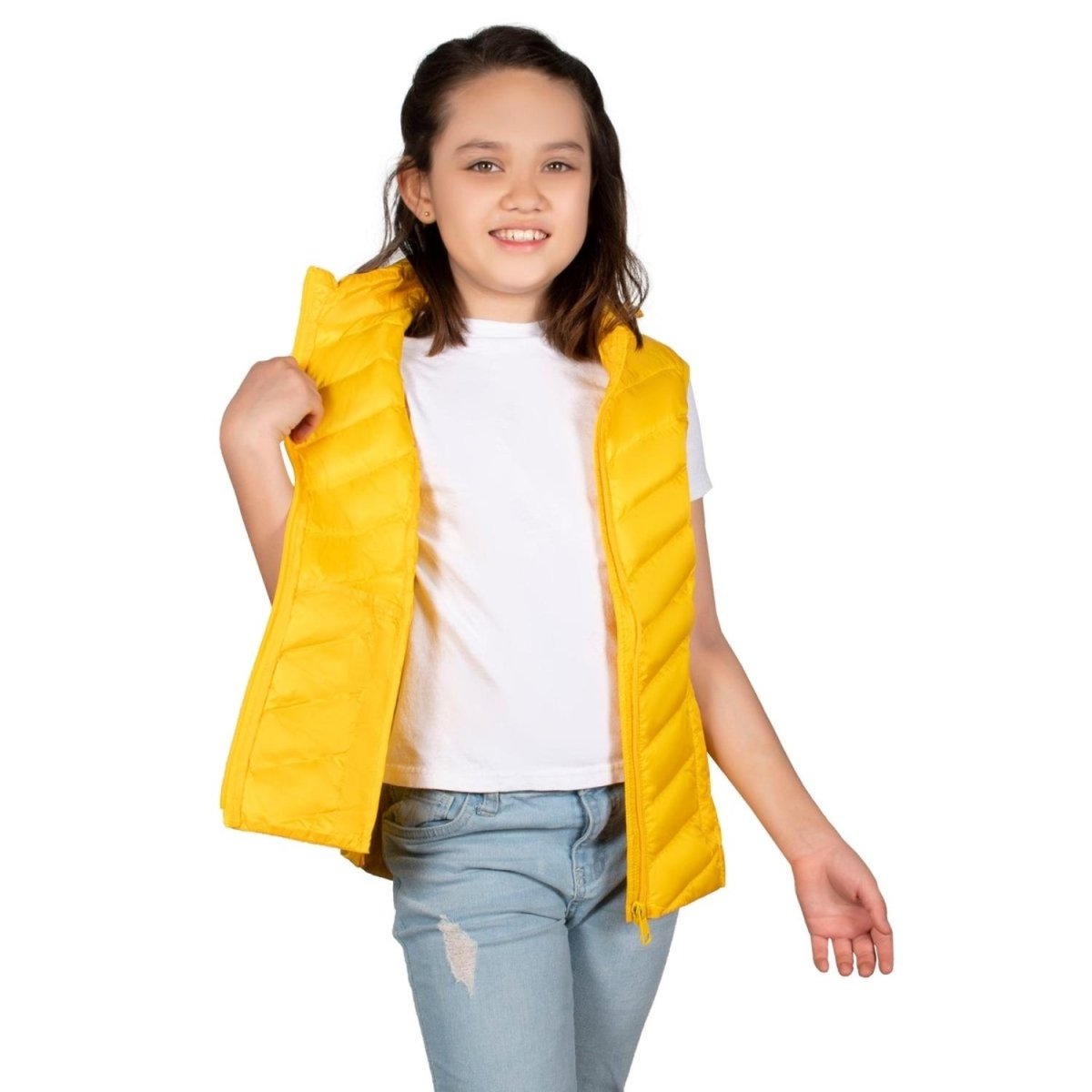 Chaleco Pluma Ligera Con Gorro Niña - Greenlander