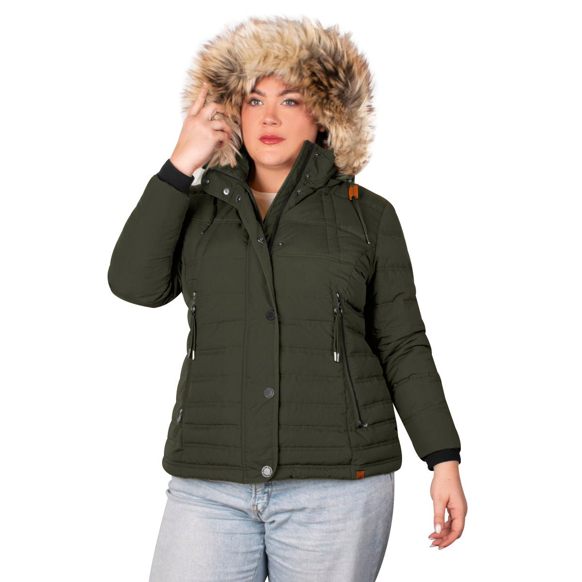 Chamarra Capitonada Con Gorro Desmontable de Peluche Greenlander Mujer Plus Size - The Original Greenlander