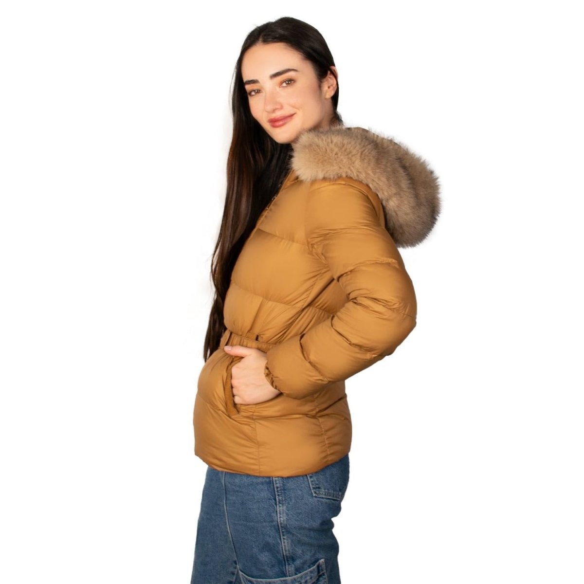 Chamarra Capitonada De Pluma Con Cuello Fur Mujer - Greenlander
