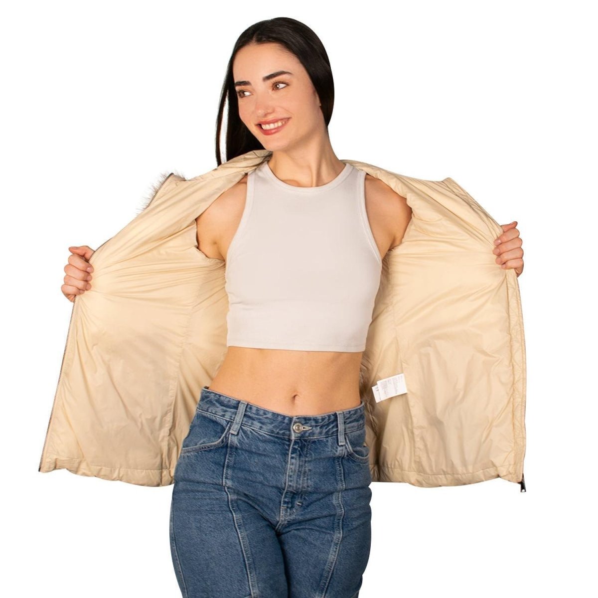 Chamarra Capitonada De Pluma Con Cuello Fur Mujer - Greenlander