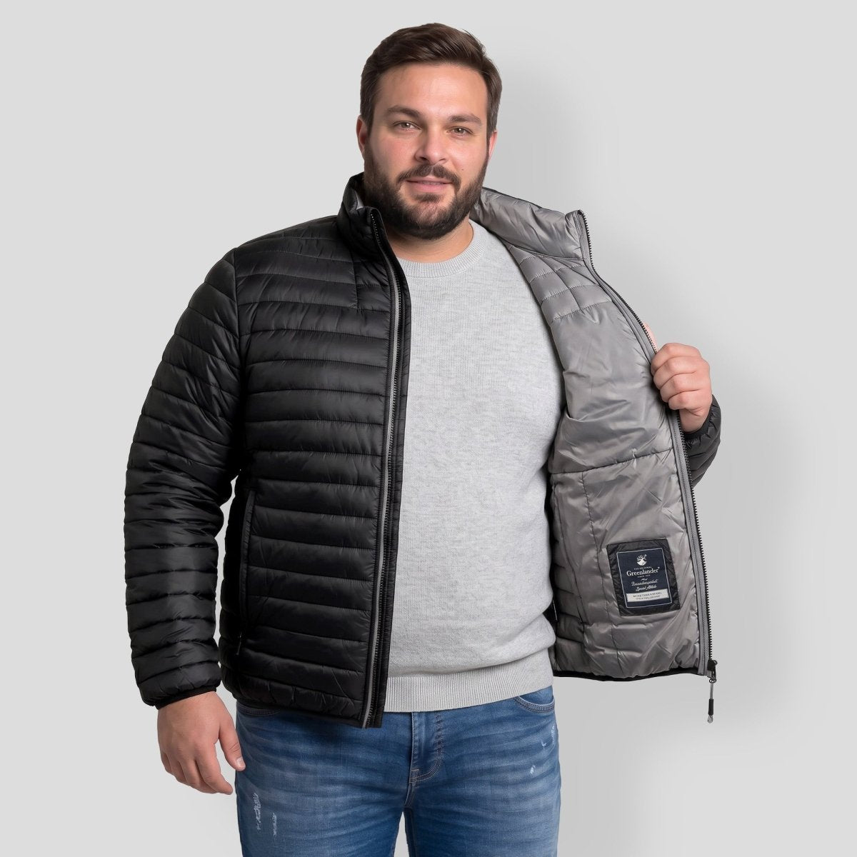 Chamarra Capitonada Empacable Plus Size para Hombre con Capucha Oculta | Greenlander - Greenlander