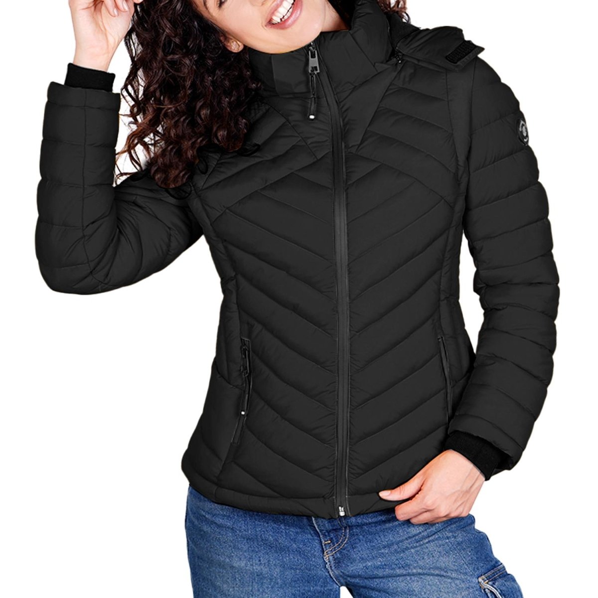 Chamarra capitonada para mujer con cuello alto y bolsillos a los costados Greenlander - Greenlander