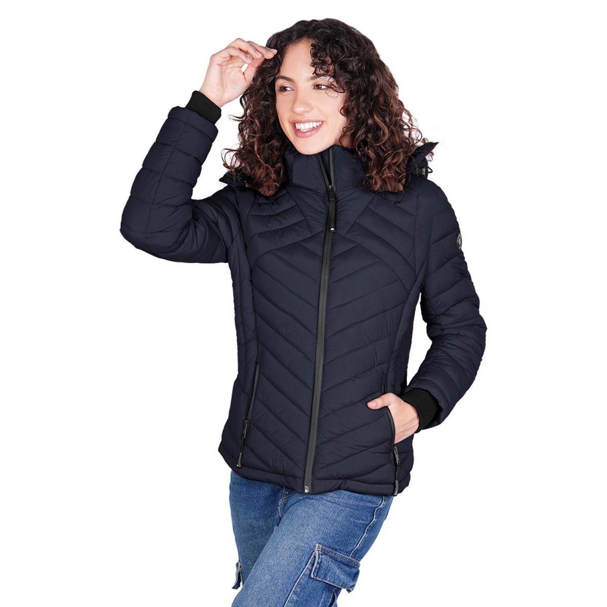 Chamarra capitonada para mujer con cuello alto y bolsillos a los costados Greenlander - Greenlander