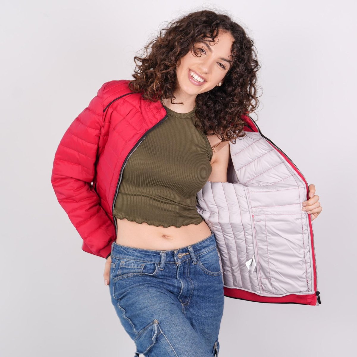 Chamarra capitonada para mujer con cuello alto y bolsillos Greenlander - Greenlander