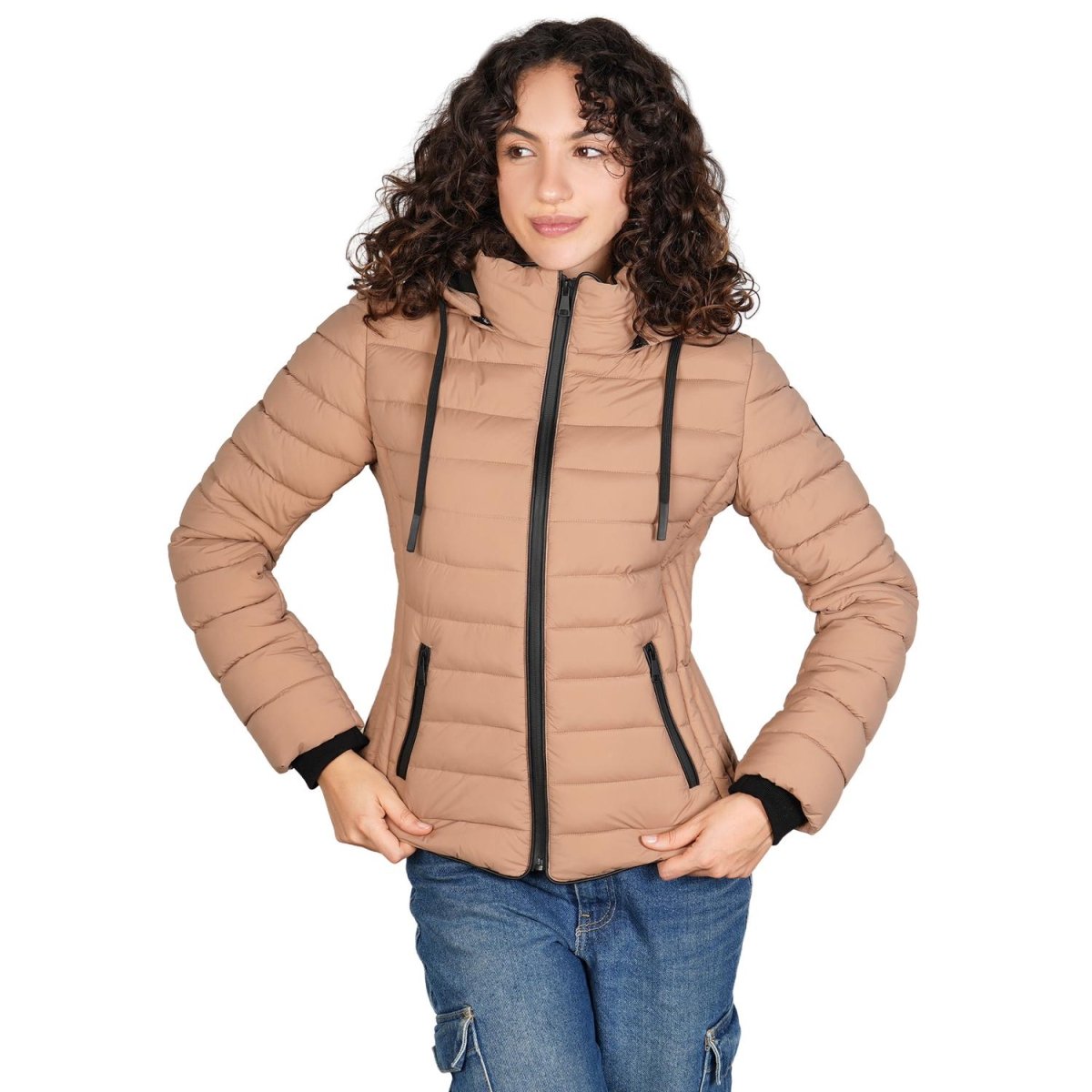 Chamarra capitonada para mujer con cuello alto y gorro desmontable Greenlander - Greenlander