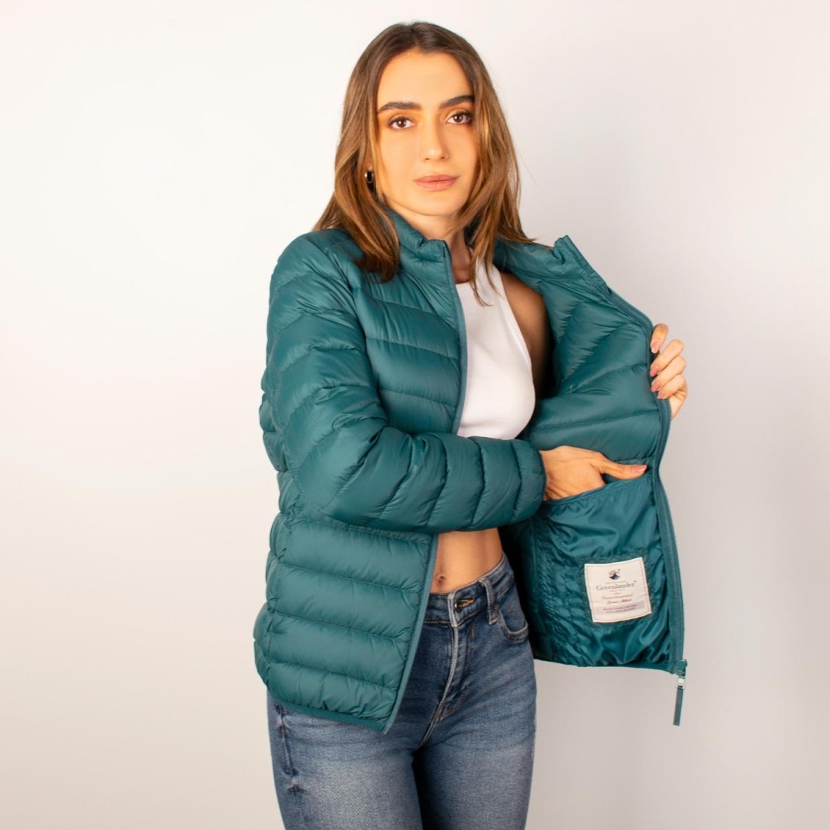 Chamarra capitonada para mujer, empacable con gorro oculto Greenlander - Greenlander