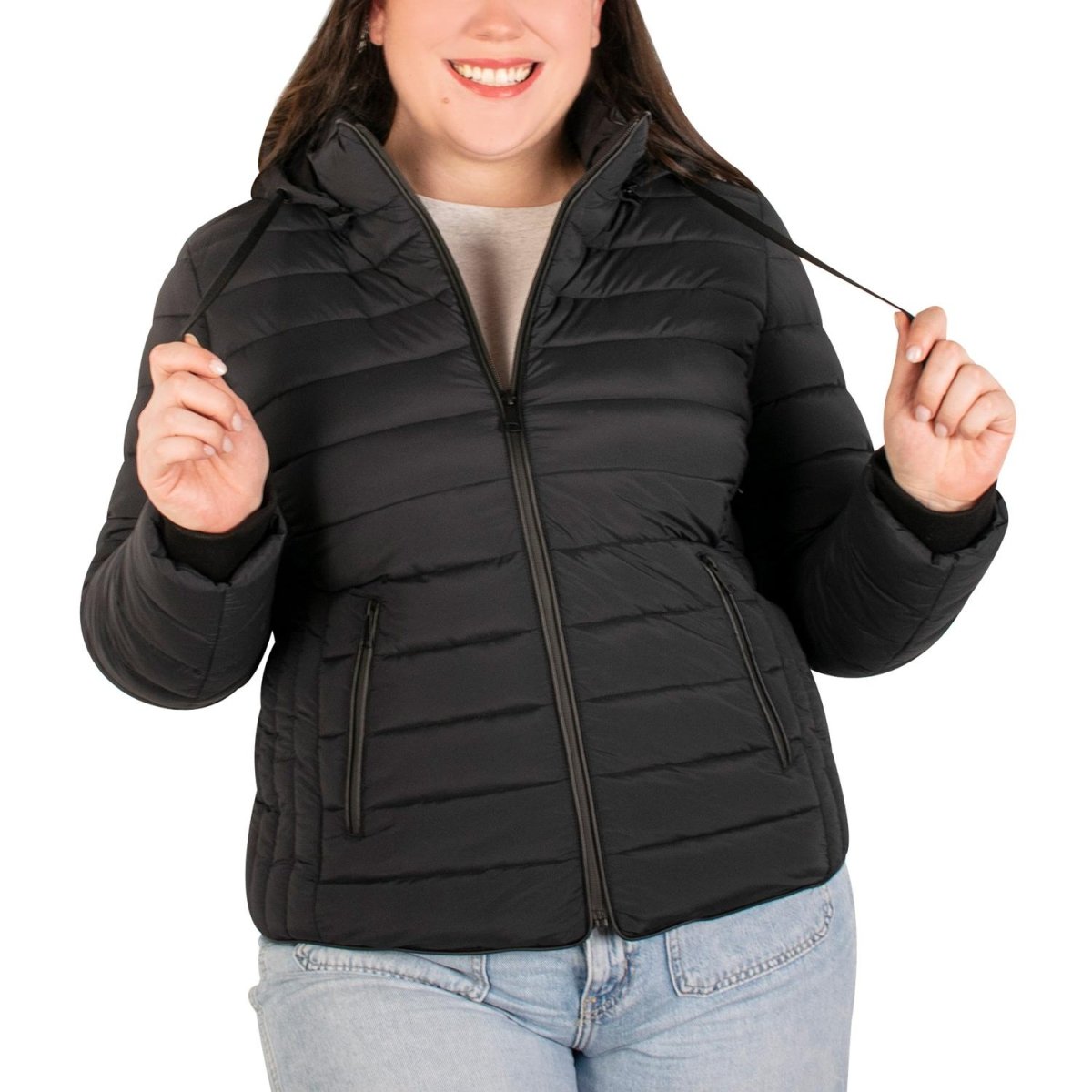 Chamarra capitonada plus size para mujer con cuello alto y gorro desmontable Greenlander - Greenlander