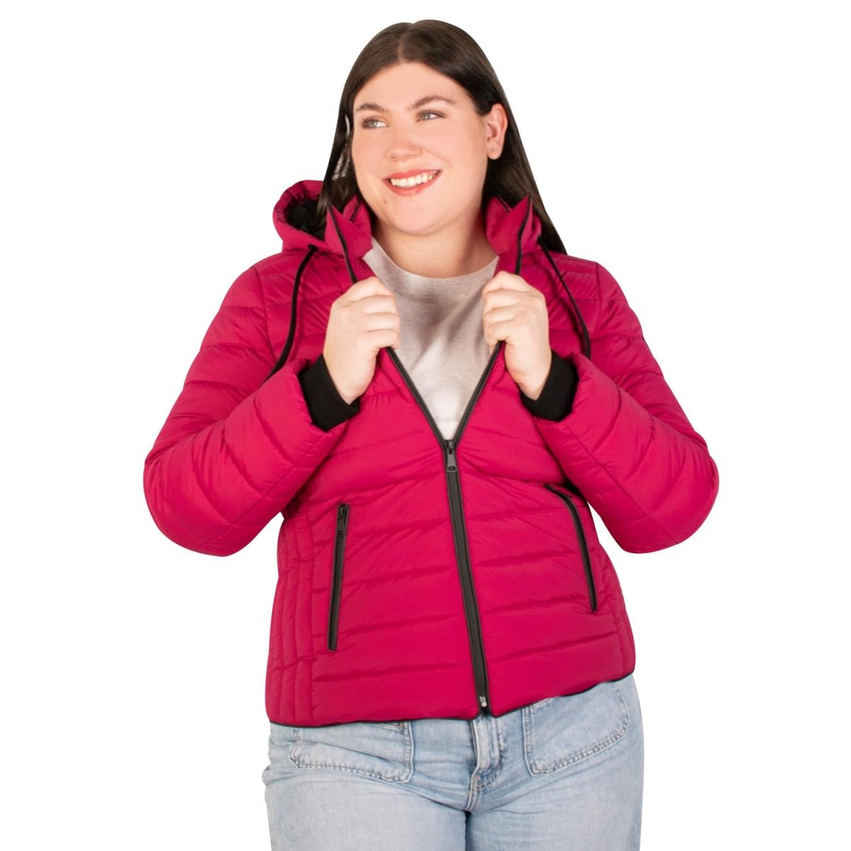 Chamarra capitonada plus size para mujer con cuello alto y gorro desmontable Greenlander - Greenlander