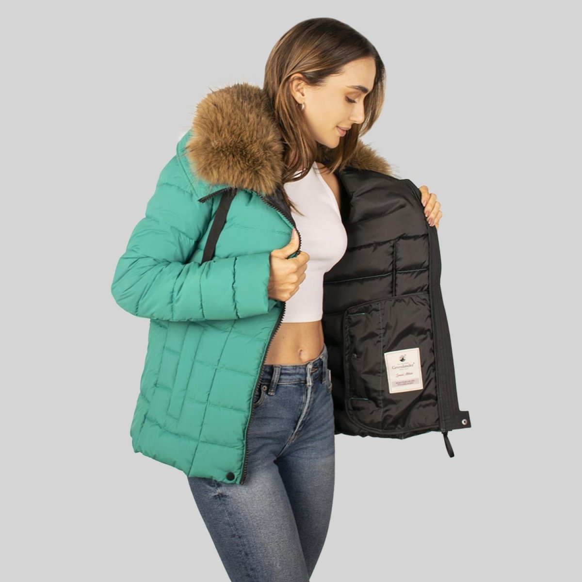 Chamarra corta capitonada para mujer con capucha Greenlander - Greenlander