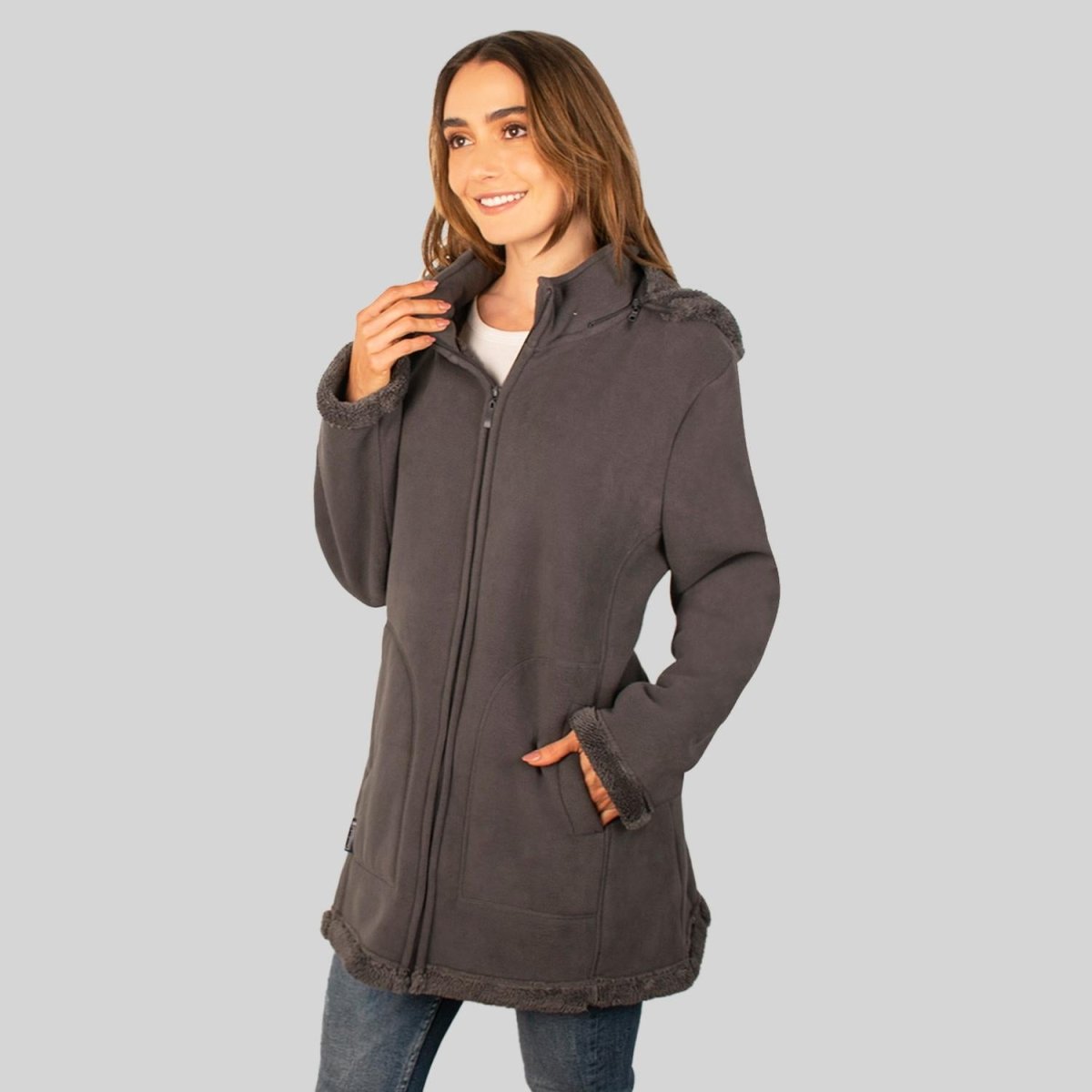 Chamarra de fleece larga para mujer con capucha desmontable Greenlander - Greenlander
