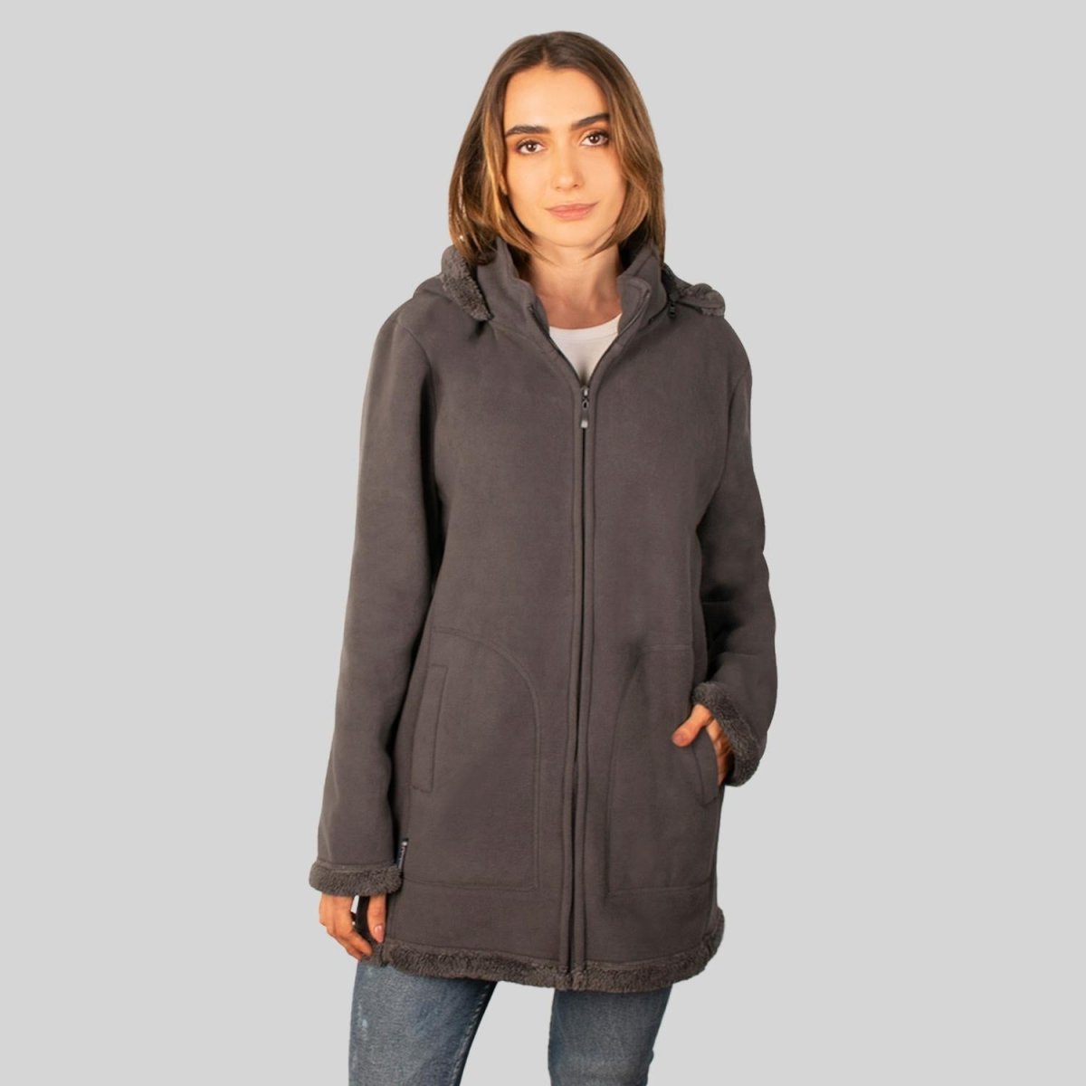 Chamarra de fleece larga para mujer con capucha desmontable Greenlander - Greenlander