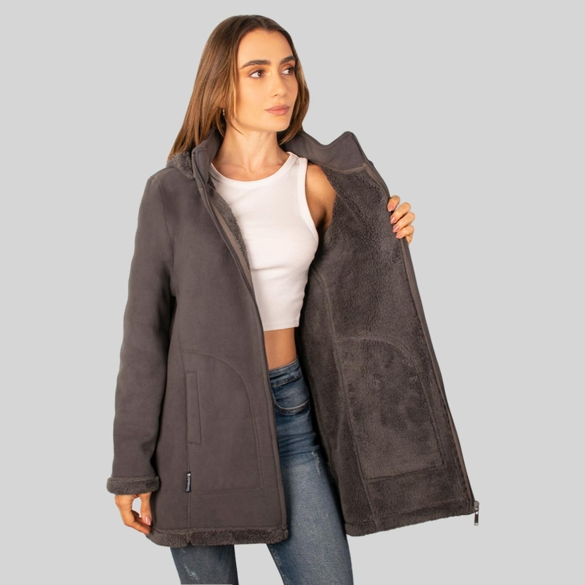 Chamarra de fleece larga para mujer con capucha desmontable Greenlander - Greenlander
