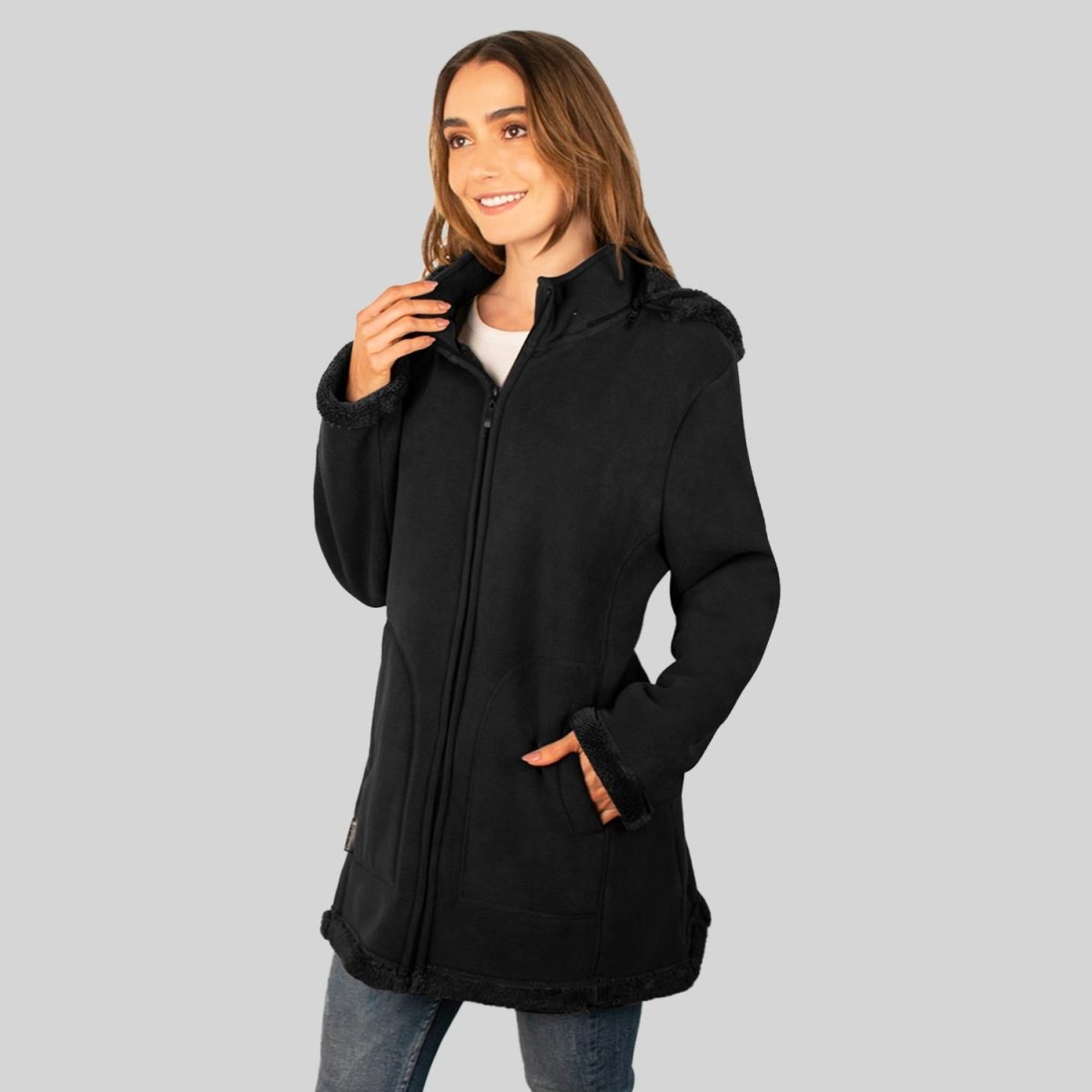 Chamarra de fleece larga para mujer con capucha desmontable Greenlander - Greenlander