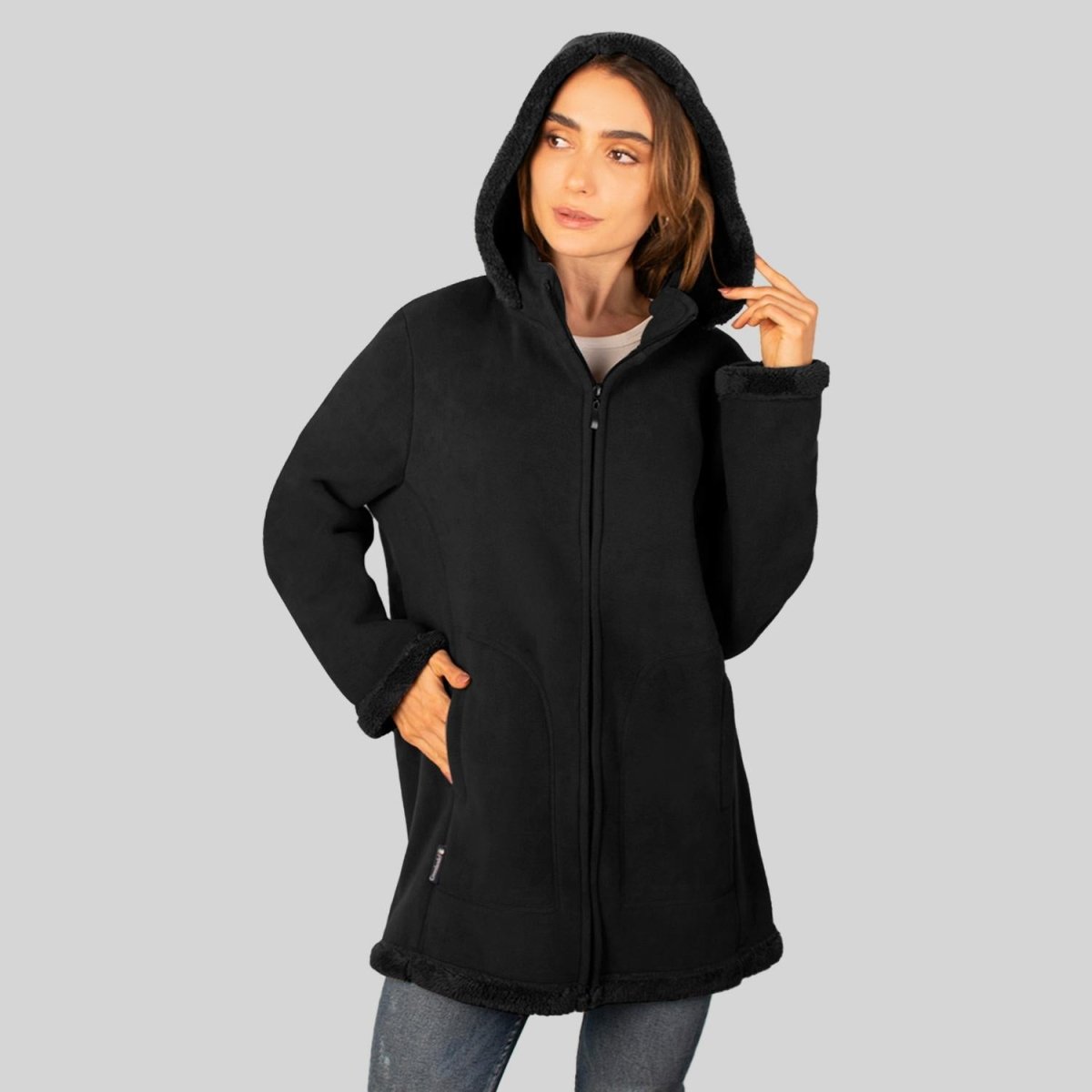 Chamarra de fleece larga para mujer con capucha desmontable Greenlander - Greenlander