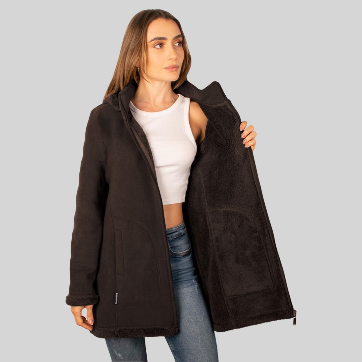 Chamarra de fleece larga para mujer con capucha desmontable Greenlander - Greenlander