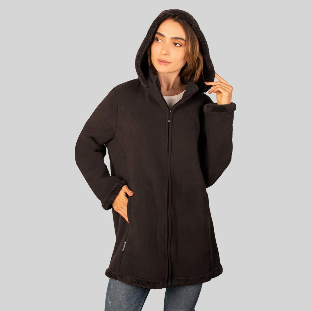 Chamarra de fleece larga para mujer con capucha desmontable Greenlander - Greenlander
