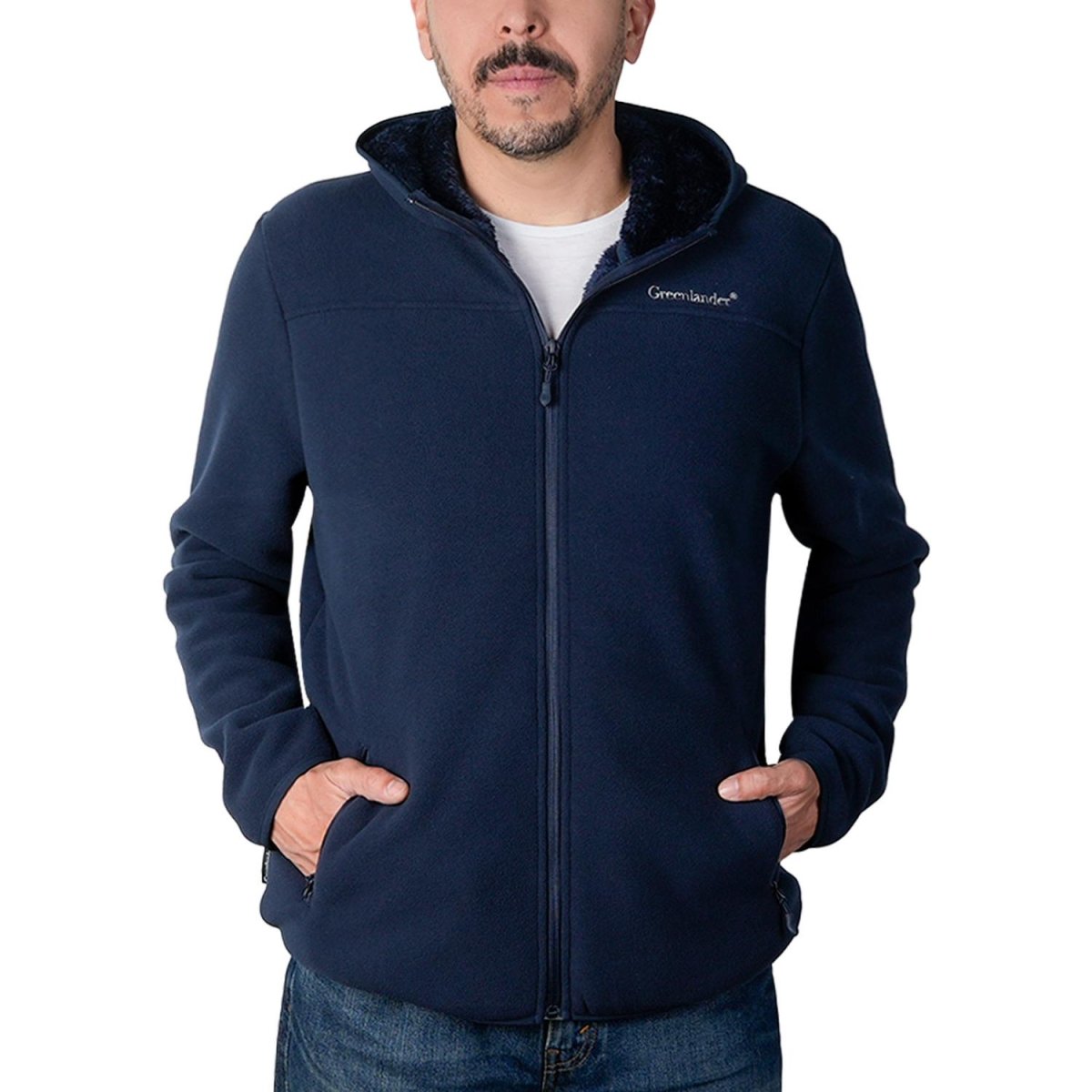 Chamarra de fleece para hombre con bolsillos y gorro integrado Greenlander - Greenlander