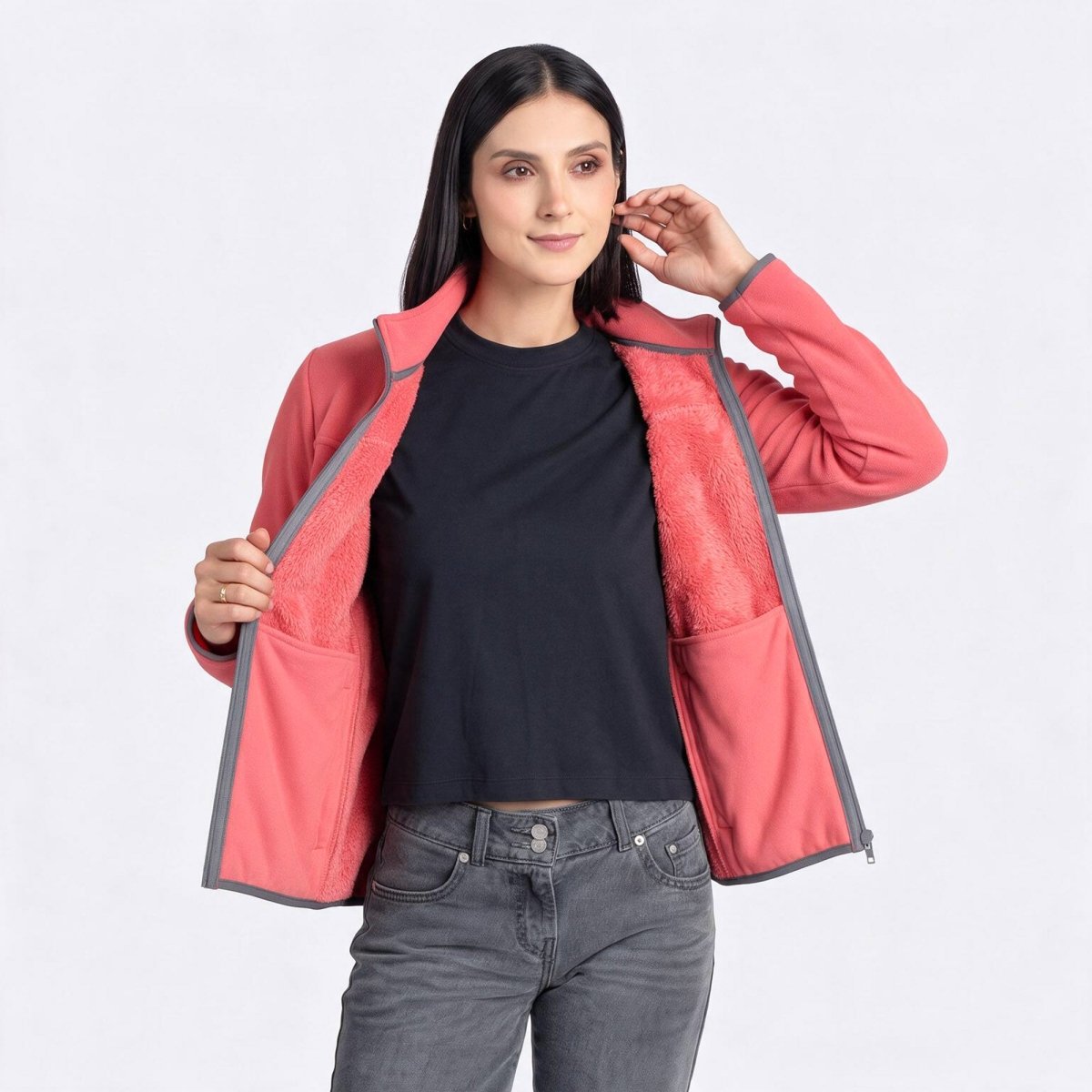 Chamarra de fleece para mujer con bolsas y gorro | Greenlander México - Greenlander