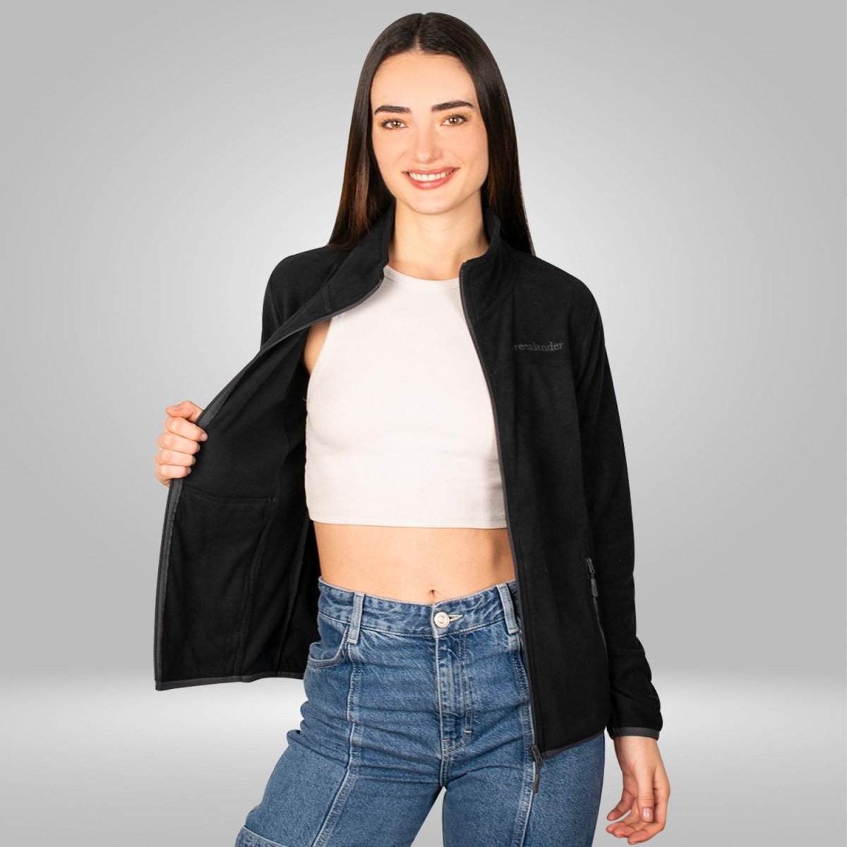 Chamarra de fleece para mujer con cuello alto y bolsillos Greenlander - Greenlander