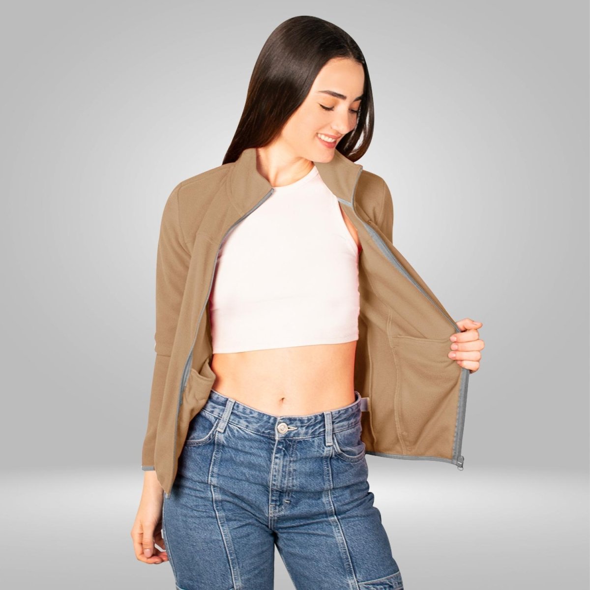 Chamarra de fleece para mujer con cuello alto y bolsillos Greenlander - Greenlander