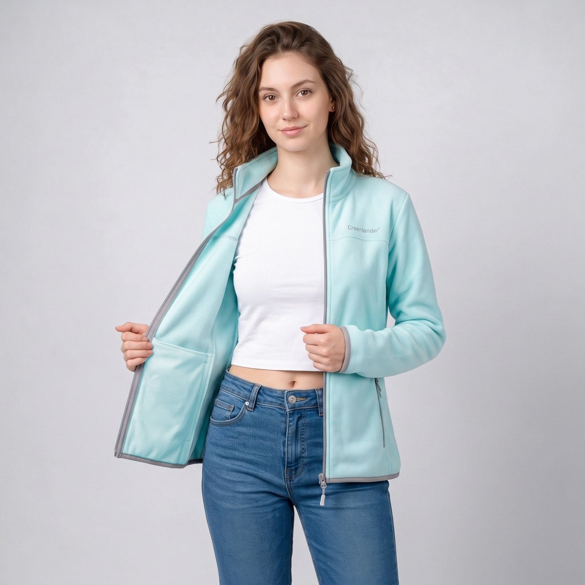 Chamarra de fleece para mujer con cuello alto y bolsillos | Greenlander - Greenlander