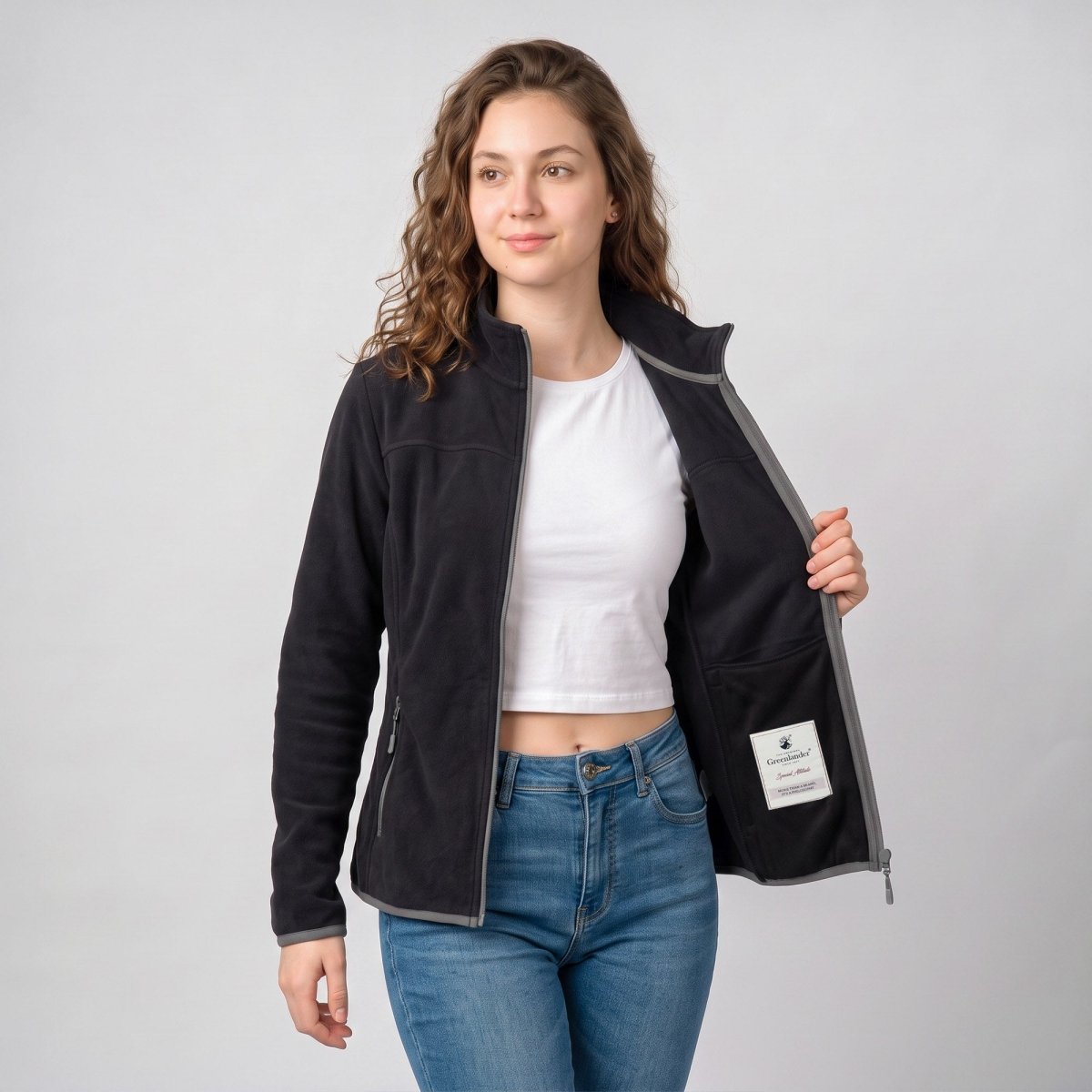 Chamarra de fleece para mujer con cuello alto y bolsillos | Greenlander - Greenlander