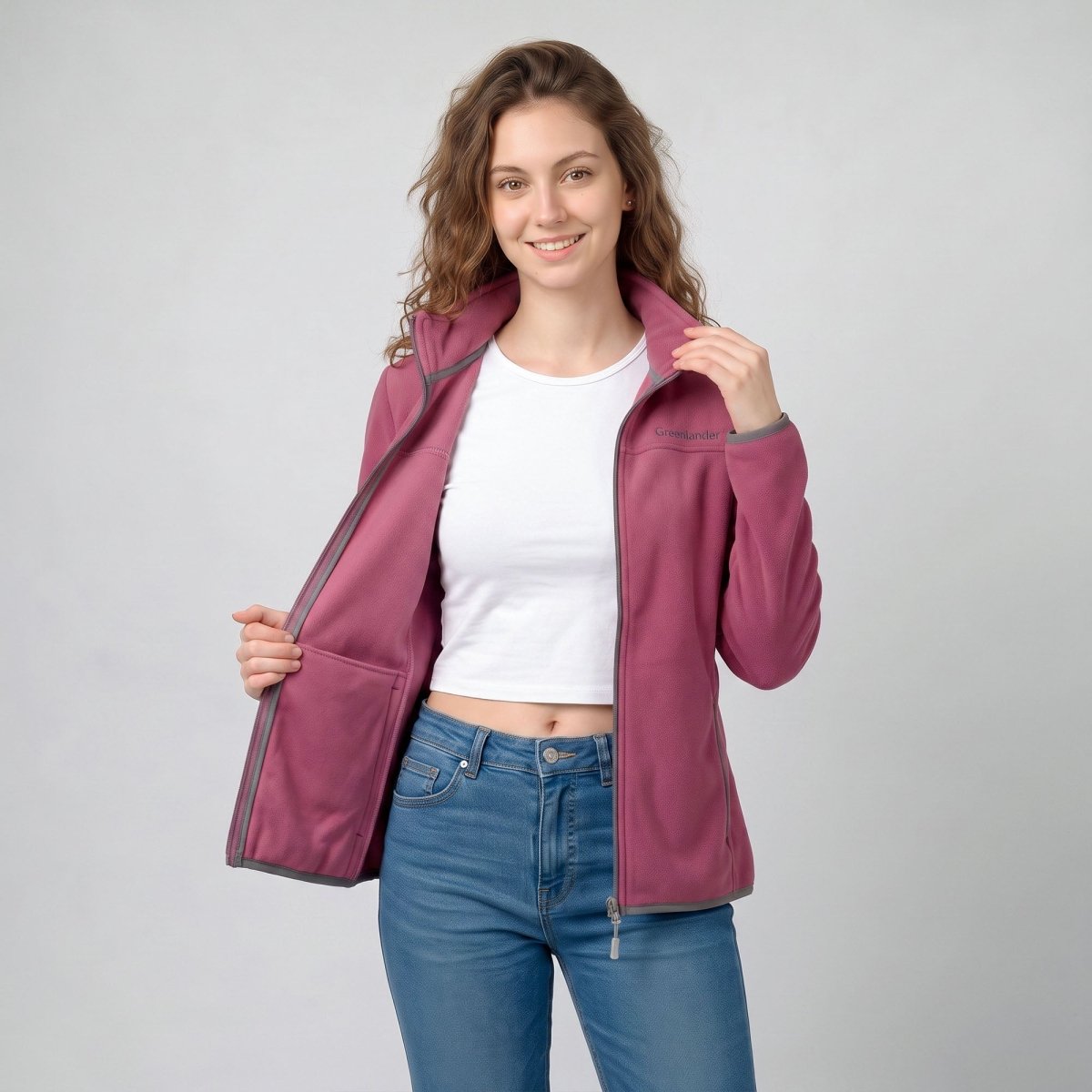 Chamarra de fleece para mujer con cuello alto y bolsillos | Greenlander - Greenlander