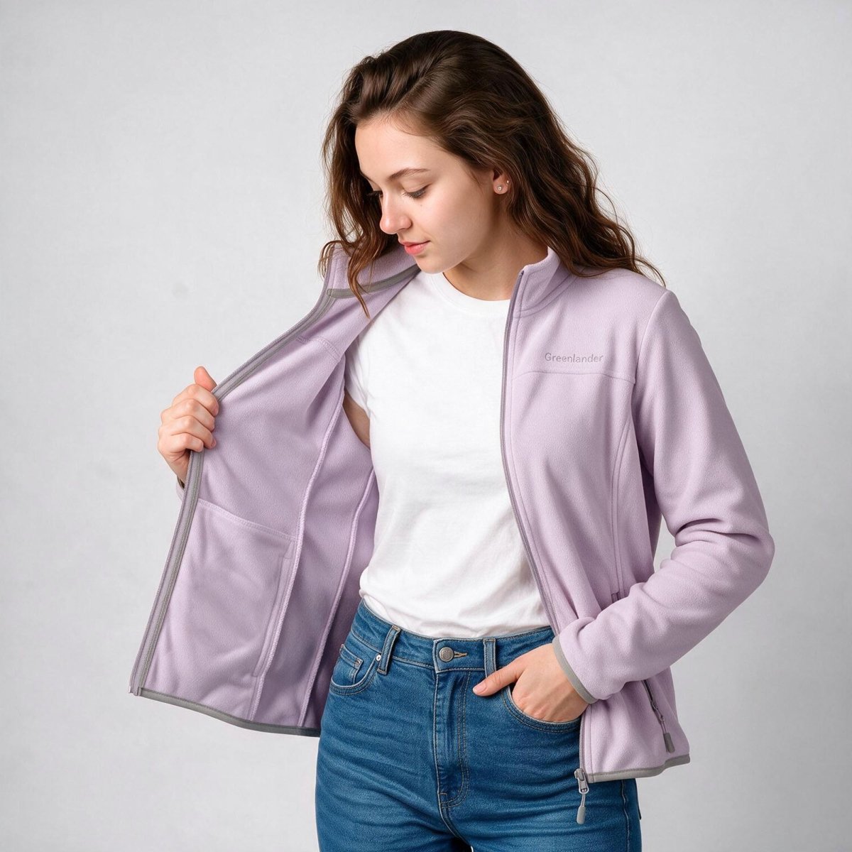 Chamarra de fleece para mujer con cuello alto y bolsillos | Greenlander - Greenlander