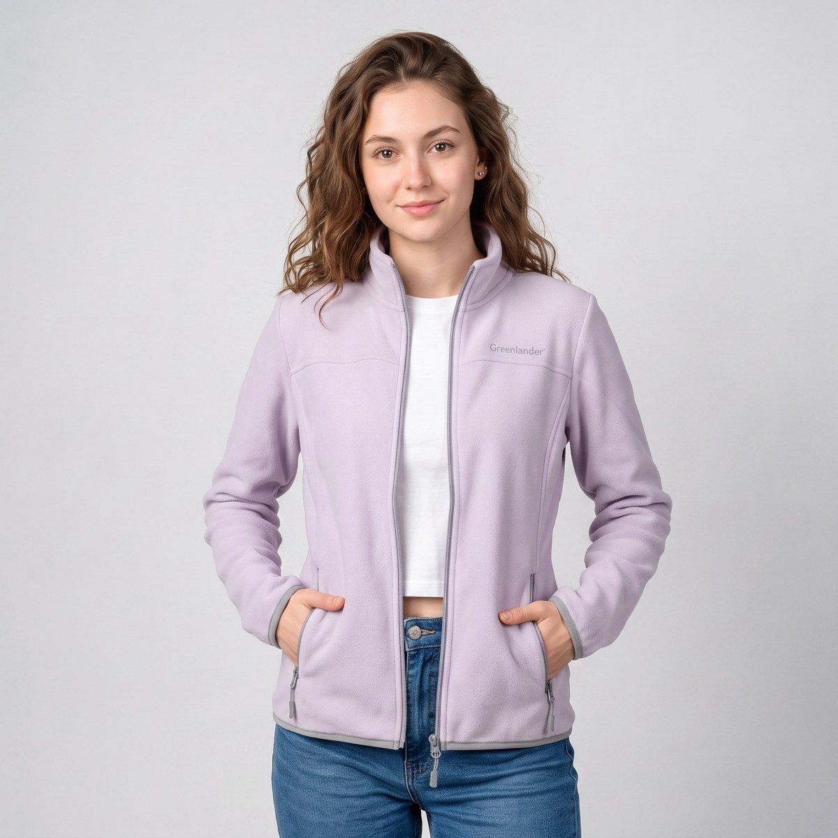 Chamarra de fleece para mujer con cuello alto y bolsillos | Greenlander - Greenlander