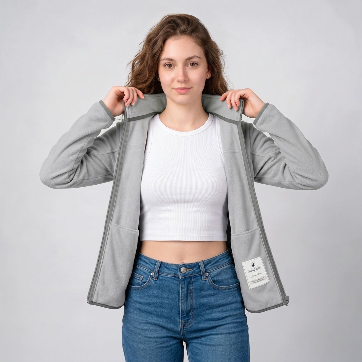Chamarra de fleece para mujer con cuello alto y bolsillos | Greenlander - Greenlander