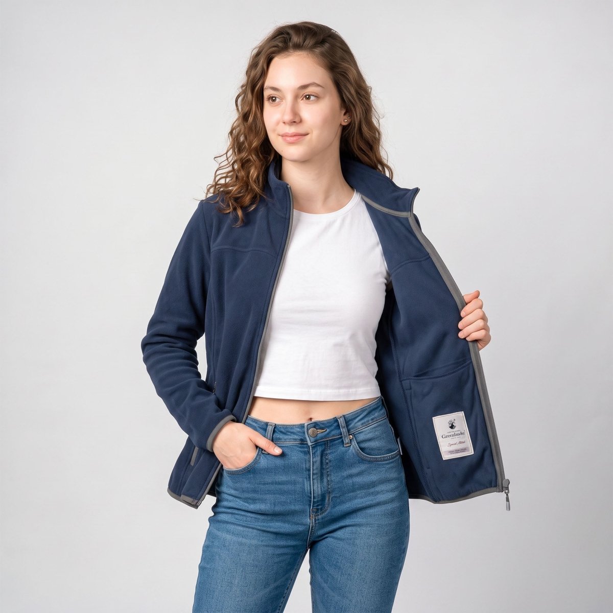 Chamarra de fleece para mujer con cuello alto y bolsillos | Greenlander - Greenlander