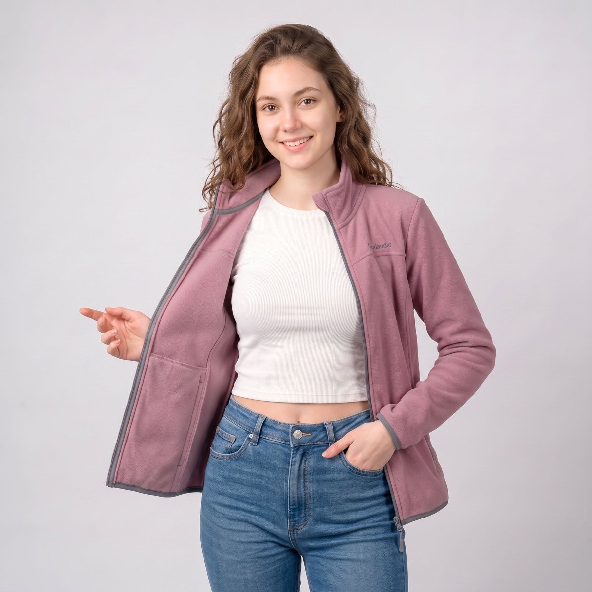 Chamarra de fleece para mujer con cuello alto y bolsillos | Greenlander - Greenlander