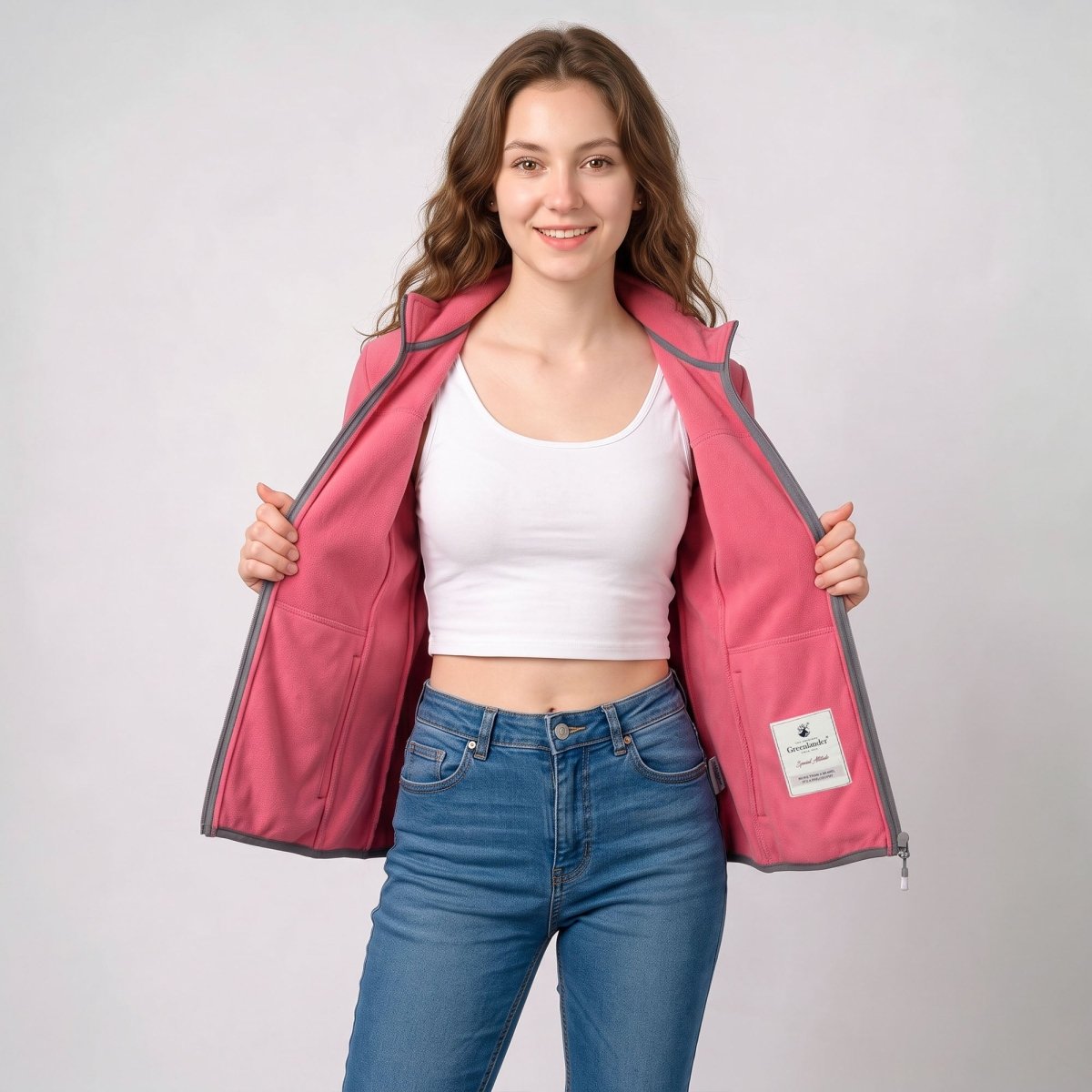 Chamarra de fleece para mujer con cuello alto y bolsillos | Greenlander - Greenlander