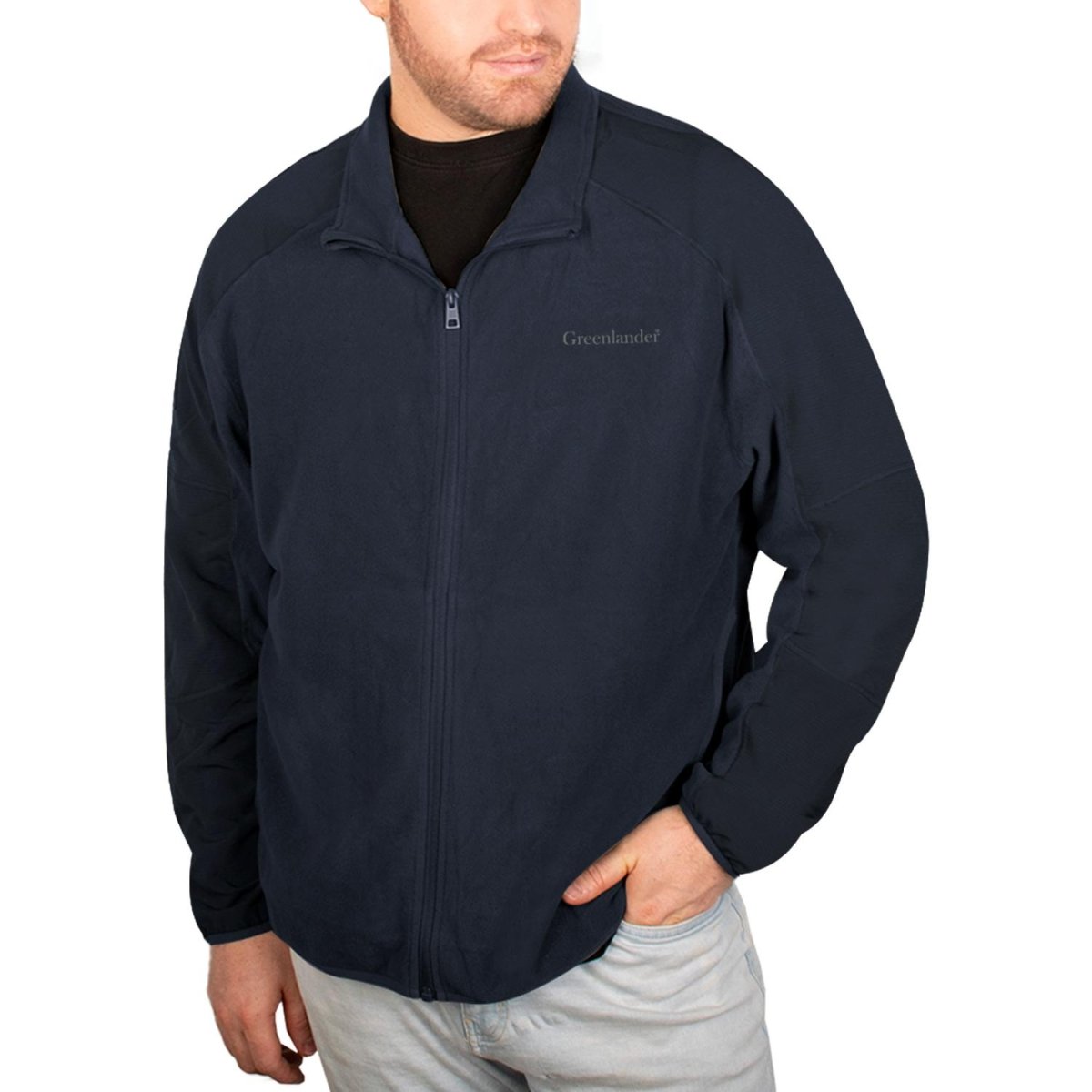 Chamarra de fleece plus size para hombre con bolsillos y mangas raglan Greenlander - Greenlander