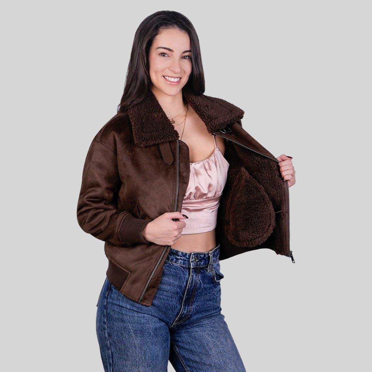 Chamarra de Gamuza para Mujer con Cuello de Peluche | Greenlander - Greenlander