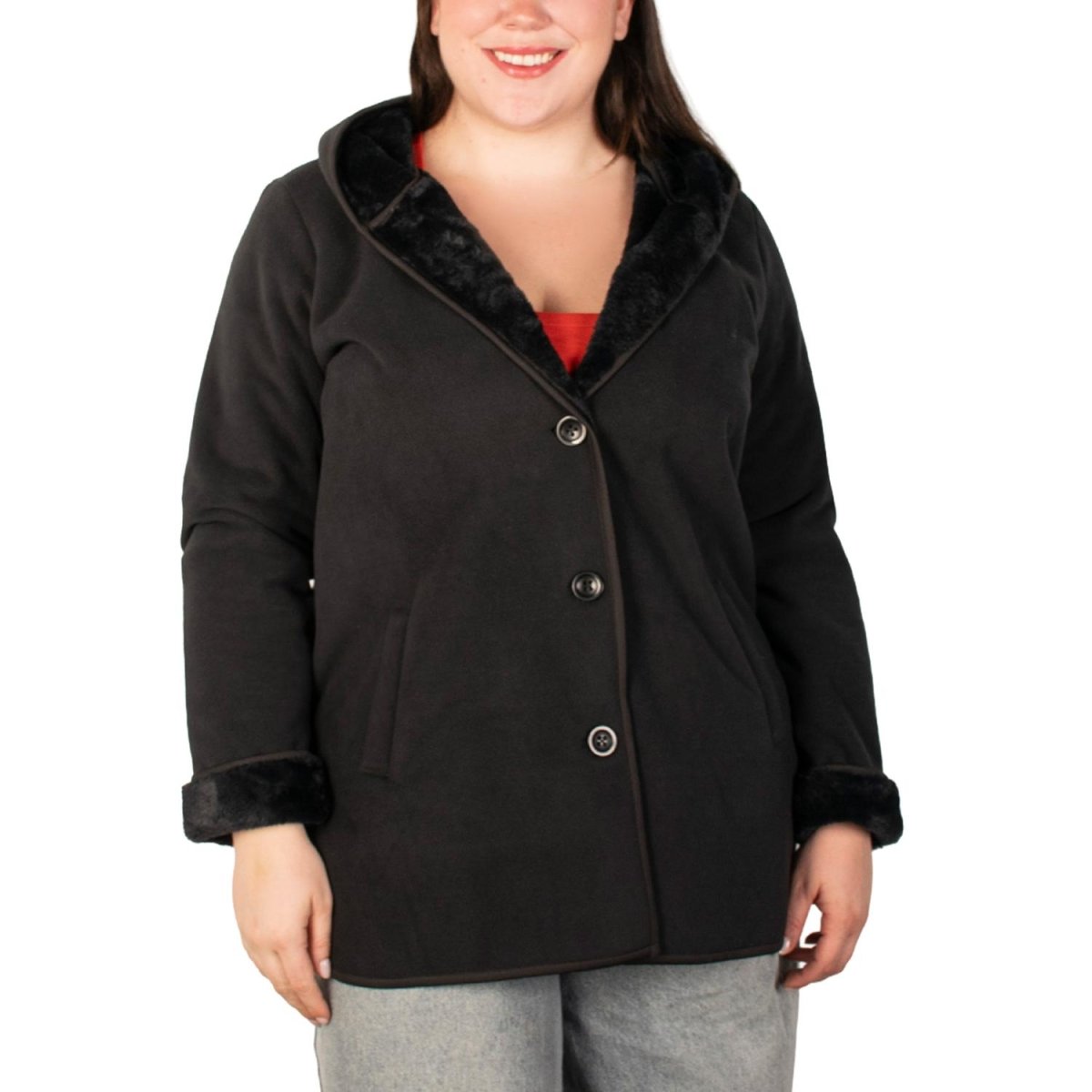 Chamarra Fleece larga plus size para mujer con capucha Greenlander - Greenlander