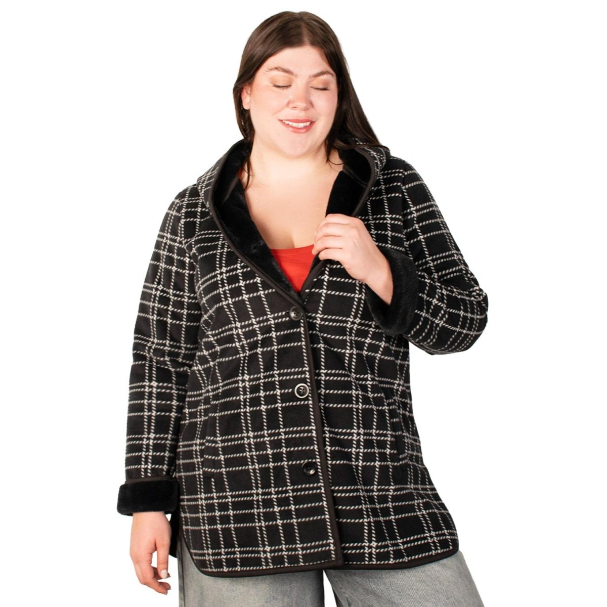 Chamarra Fleece larga plus size para mujer con capucha Greenlander - Greenlander