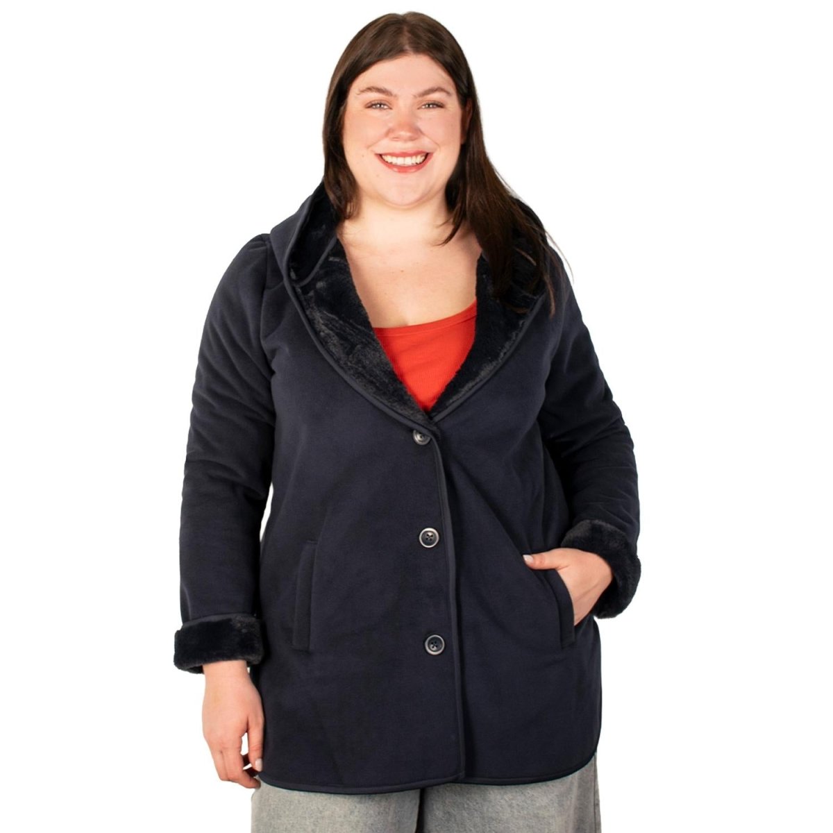 Chamarra Fleece larga plus size para mujer con capucha Greenlander - Greenlander